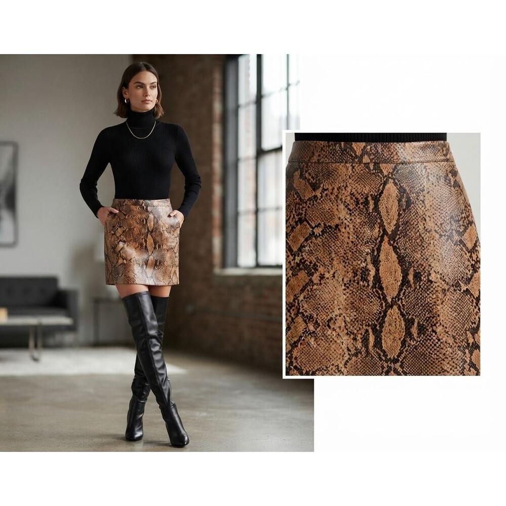 Altard State Women’s M Snakeskin Mini Skirt Faux Leather Back Zip Animal Print